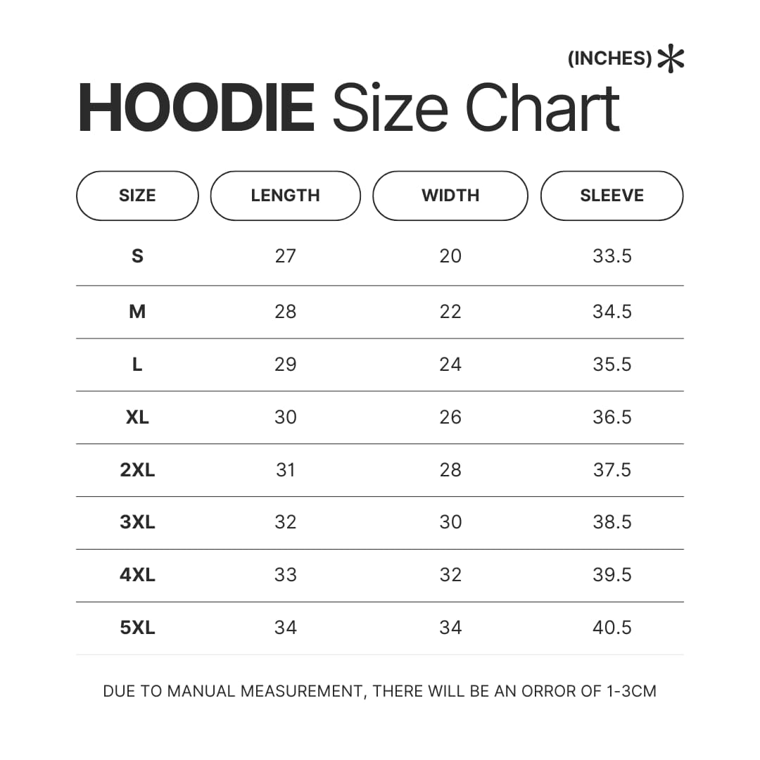 Hoodie Size Chart - Dragon Ball Daima Store